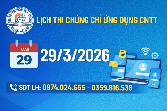 LỊCH THI CHỨNG CHỈ ỨNG DỤNG CNTT 29/3/2026