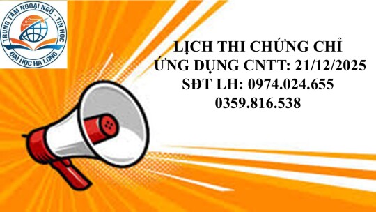 LỊCH THI CHỨNG CHỈ ỨNG DỤNG CNTT 21/12/2025