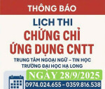 THÔNG BÁO LỊCH THI CHỨNG CHỈ ỨNG DỤNG CNTT 28/9/2025
