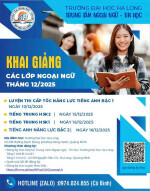 ✨ KHAI GIẢNG CÁC LỚP NGOẠI NGỮ THÁNG 12/2025 ✨