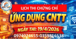 LỊCH THI CHỨNG CHỈ ỨNG DỤNG CNTT 19/4/2026