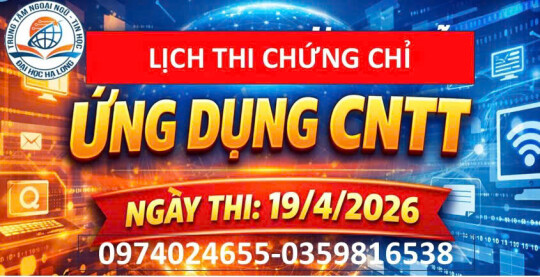 LỊCH THI CHỨNG CHỈ ỨNG DỤNG CNTT 19/4/2026