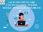 LỊCH THI CHỨNG CHỈ ỨNG DỤNG CNTT 25/4/2026