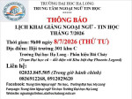 THÔNG BÁO KHAI GIẢNG LỚP NGOẠI NGỮ- TIN HỌC THÁNG 7/2026